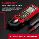 HABOTEST HT205 Inrush Clamp Meter 600A True RMS AC/DC Current Amp Meter Measures Current Voltage Temperature Capacitance Tester COD