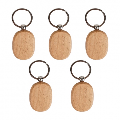 TWOTREES® 5Pcs Blank Wooden Keychain Diy Wooden Keychain Key Tag Anti-Lost Wood Accessories for Laser Engraving COD