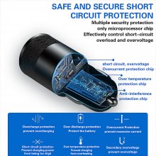 15W 2-Port USB PD Car Charger Adapter USB-A+USB-C PD Fast Charging with Blue LED for iPhone 12 13 14 14Pro 14 Pro Max for Huawei Mate50 for Samsung Galaxy S23 for Oppo Reno9