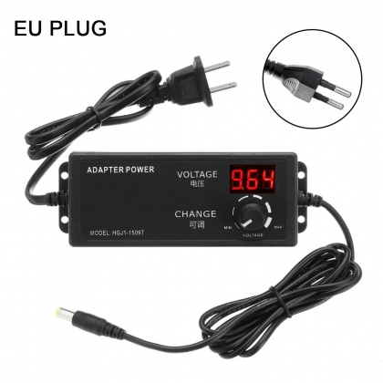 Excellway AC/DC Adjustable Power Adapter Supply 4-24V 2.5A 60W Speed Control Volt Display EU/US/AU/UK Plug COD