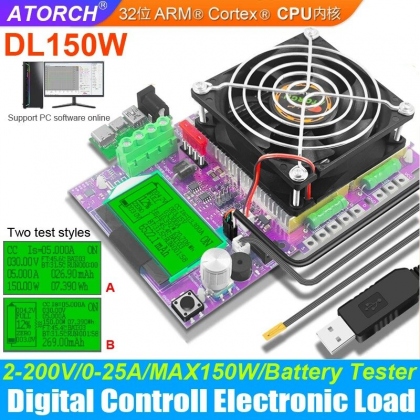 DL150W Power Electronic Load Voltage Current Battery Tester 18650 Pack Capacity Monitor USB DC 72V Checker Tools For PC Online COD