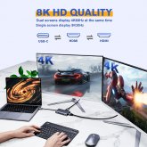 Bakeey 8K@30HZ 6 in 1 USB-C Hub Docking Station 3*USB3.0 5Gbps HDMI UHD Video Type-C PD 100W Fast Charging Support 5Gbps Data Transfer for Laptops Tablets