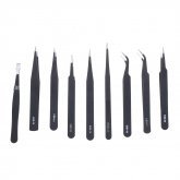 10PCS ESD Tweezer Anti-static Stainless Steel Precisiion Tweezers for Electronics Nail Beauty COD