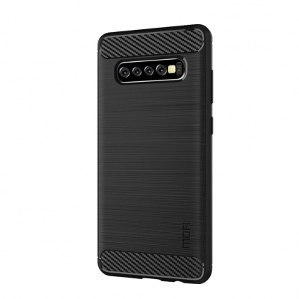 Mofi Carbon Fiber Shockproof Silicone Back Cover Protective Case for MOFI Slim Anti Fingerprint Hard PC Protective Case For Samsung Galaxy S10 Plus COD