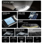 DOOGEE S100 Pro Global Version Camping Lights 22000mAh 108MP Triple Camera Night Vision Camera 20GB RAM 256GB ROM Helio G99 6.58 inch 120Hz 33W Fast Charge NFC IP68 IP69K Waterproof 4G Rugged Smartpho