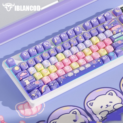 IBLANCOD 128 Keys Candy Planet PBT Keycap Set CSO Profile Sublimation Cuteness Custom Keycaps for Mechanical Keyboards COD