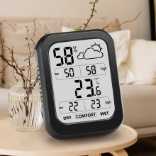 322 Indoor Digital Thermometer Humidity Accurate Weather Forecast Comfort Level Indicator Temperature and Humidity Display Powered by CR2032 Battery COD