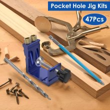 MOYI 47 PCS Pocket Hole Jig Inclined Hole Jig Drill Locator Punch Guide Oblique Hole Positioner for Woodworking Angle Drilling Holes COD