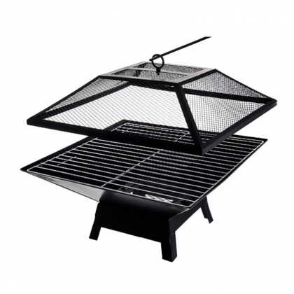 [USA Direct] Square BBQ Grill Outdoor Heater Garden Outdoor Fireplace Portable Fire Pit Contracted Barbecue Brazier Wood Stove Warm, 8222