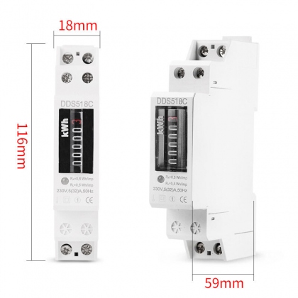 DDS518C Digital Single Phase Power Consumption Watt Energy Meter kWh 5-32A 230V Electric Din Rail Type Wattmeter COD