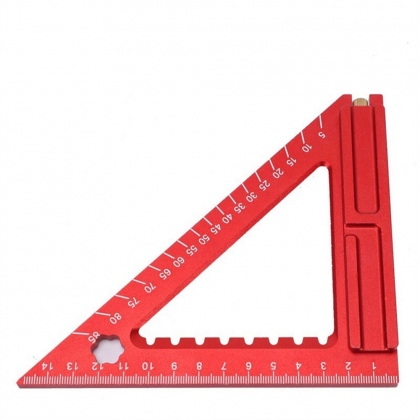 140mm/180mm High-Precision Aluminum Alloy Triangle Ruler Double-Sided Scale with Needle Slider Woodworking Tool COD