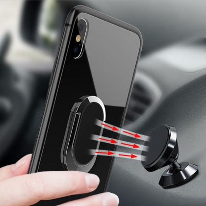 Bakeey 360° Rotation Ring Kickstand Magnetic Glass Protective Case for iPhone X COD