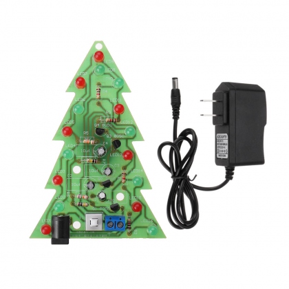 Assembled Christmas Tree 16 LED Color Light Electronic PCB Decoration Tree Children Gift Ordinary Version Power Adapter COD