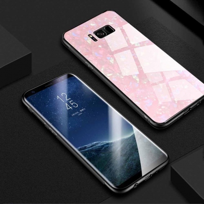 Bakeey Shell Pattern Glossy Glass Soft Edge Protective Case for Samsung Galaxy S8 Plus COD