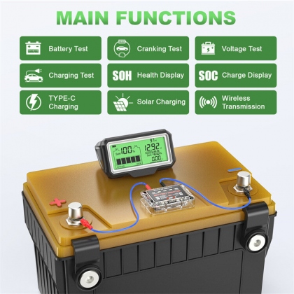 ANCEL BM200 PRO 12V LED Car Battery Tester Monitor Head-Up Display Waterproof SOH SOC Charging Battery Capacity Analyzer Tools COD