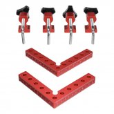 4 Pack VEIKO 120mm x 120mm 90 Degree Right Angle Clamps Positioning Squares MM/Inch Scale Aluminum Alloy Woodworking Carpenter Corner Clamping for Picture Frame Cabinet Drawer