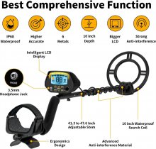 USA Direct Metal Detector Waterproof Professional Gold Finder with LCD Display 10" Coil Advanced DSP Chip Deep Detection Treasure Hunter COD