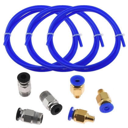 TWO TREES® 3PCS 1Meters Blue PTFE Tube + 3 PC4-M6 Pneumatic Connector + 3 PC4-M10 Connectors for 3D Printer 1.75mm Filament COD