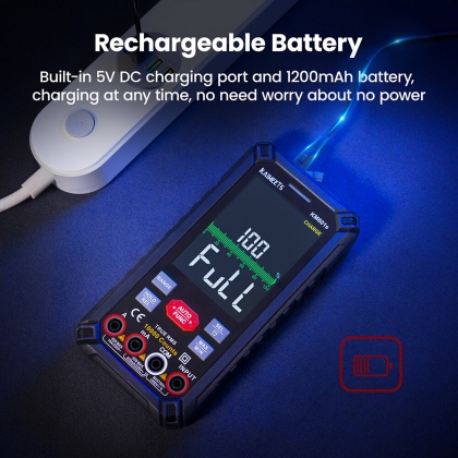 US/EU Direct KAIWEETS KM601S Smart Multimeter True RMS 10000 Counts 1200mAh Rechargeable Battery AC/DC Voltage Resistance Capacitance Tester COD