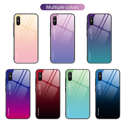 Bakeey for Xiaomi Redmi 9A Case Gradient Color Tempered Glass Shockproof Scratch Resistant Protective Case Non-original COD