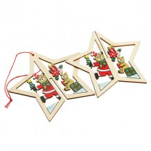 2PCS Christmas Wood Five-Pointed Star Christmas Tree Accessories