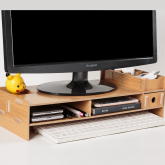 DIY Wooden Computer Monitor Stand Holder Computer Riser Desk Organizer Stand Base with Storage Organizer Drawers COD