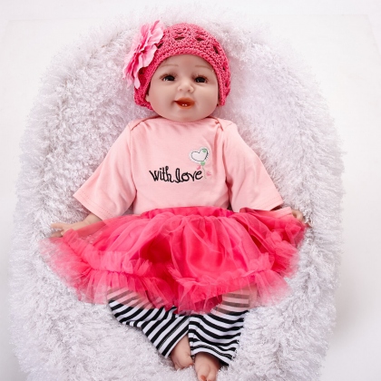 22inch Silicone Reborn Baby Dolls Girl Lifelike Baby Newborn Doll Handmade Gift COD