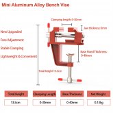 1PCS Upgraded Mini Aluminum Alloy Bench Table Clamp-on Vise Clamp Fixed Tool for Woodworking / Metalworking / Cutting Conduit / Drilling COD