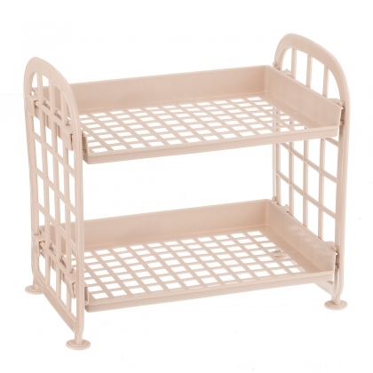 Double-layer Hollow Rack Multi-functional Plastic Shelf Desktop Organizer Bathroom Kitchen Storage Rack Holder Shelf COD