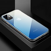 Cafele Gradient Color Tempered Glass + Soft Silicone Edge Protective Case for iPhone 11 6.1 inch COD