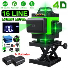 16 Lines 4D Laser Level, Green Laser Line, Self Leveling, Horizontal Lines &360 Degree Vertical Cross with 1/2 Battery for Outdoor COD