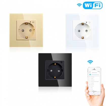 Moeshouse WiFi Smart Wall Socket Outlet Glass Panel Smart Life/Tuya APP Remote Control EU FR UK AU COD