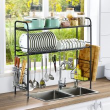 63/83cm Sink Storage Rack 1/2 Layers Kitchen Over Sink Dish Drying Drain Shelf Dish Chopsticks Storage Holder Organizer COD