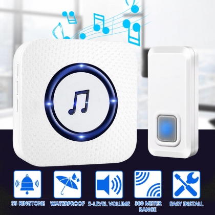 Wireless Chime Door Bell Waterproof 55 Ringtone 300M Range Alarm Doorbell IP55 COD