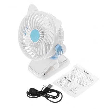 Mini USB Clip-on Fan 360° Rotation 3 Speeds USB Rechargeable Portable Travel Desktop Fan COD