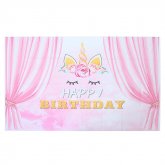 5x3FT Pink Curtain Unicorn Birthday Theme Photography Backdrop Studio Prop Background COD