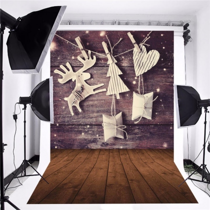 5 x 7 FT Christmas Theme Christmas Gift Elk Wood Board Photo Vinyl Background COD