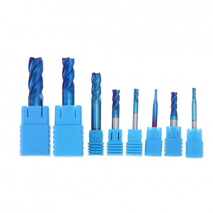 Drillpro 8Pcs Blue Naco 2-12mm 4 Flutes Carbide End Mill Set HRC50 Tungsten Steel Milling Cutter Tool COD