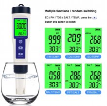 5 in1 Pool Salt Tester Digital Salinity Meter High Accuracy IP67 Waterproof with PPM PPT % Display Auto-Off Energy Efficient for Pools Aquariums Seawater