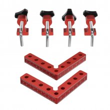 4 Pack VEIKO 100mm x 100mm 90 Degree Right Angle Clamps Positioning Squares MM/Inch Scale Aluminum Alloy Woodworking Carpenter Corner Clamping for Picture Frame Cabinet Drawer