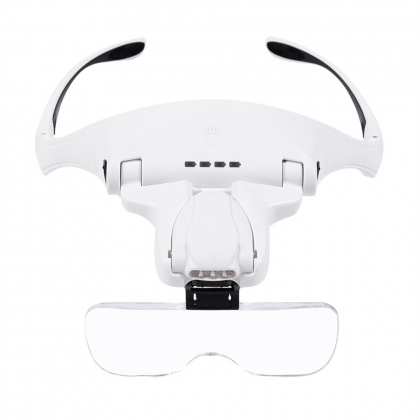 Head-Worn Magnifier 5 Interchangeable Lenses 1.0x-3.5x Touch Control 4 LED Lights USB Rechargeable Best for Mechanical Repair Reading Crafts COD