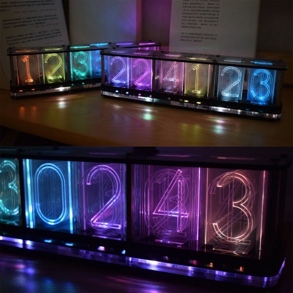 Geekcreit® Upgrade Boldfaced Word Imitate Glow Clock Full Color RGB Glow Tube Clock LED Music Spectrum Kit DS3231 COD