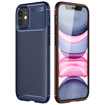 Bakeey for iPhone 12 Mini 5.4" Case Luxury Carbon Fiber Pattern with Lens Protector Shockproof Silicone Protective Case COD