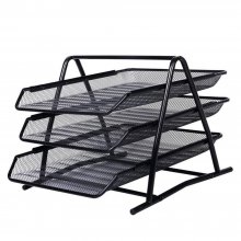 3 Layers Iron File Trays Mesh A4 Paper Organizer Document File Holder Desktop Office Books Magazines Newspaper Storage Shelf Bookshelf COD