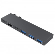 6 in 1 Dual-interface Type-C Docking Station USB-C Hub with USB3.0*3 PD100W USB-C 5Gbps USB-C 3.0 4K/30Hz HDMI Multiport Hub Splitter Adaptor for PC Laptop