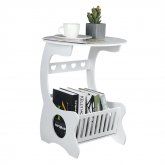 End Table with Storage Basket Laptop Desk Round Nightstand Sofa Couch Bed Side Table Bookshelf Storage Rack for Home Office COD