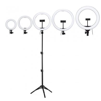 7/10/13/15/18 Inch LED Ring Light Studio Fill Light Tripod Stand Photo Makeup Live Dimmable Lamp for Youtube Tiktok Streaming Broadcast Vlogging COD