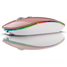 BOW RGB 2.4G+Bluetooth Wireless Mouse Backlight Jiggler Mouse Rechargeable Silent Ergonomic Mice for iPad Laptop Computer COD