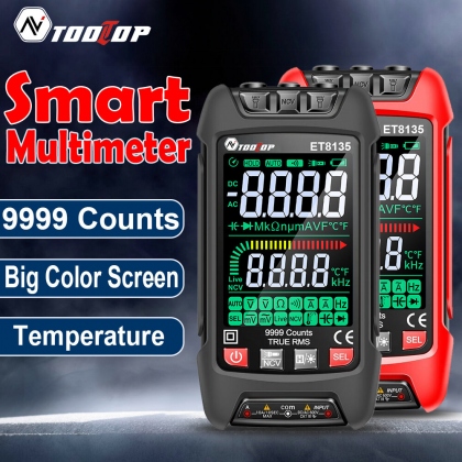 AV TOOLTOP ET8135 Multimeter Color LCD Display 9999 Counts True RMS Auto Range Voltage Current Resistance Diode Capacitor NCV Frequency Temperature Measurement Tool