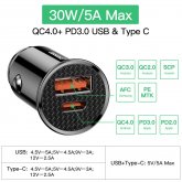 Baseus 30W 2-Port USB Car Charger Adapter USB-A&USB-C/Dual USB-A Fast Charging for iPhone 12 13 14 14 Pro 14Pro Max for Huawei Mate50 for Oppo Reno9 for Xiaomi 13pro